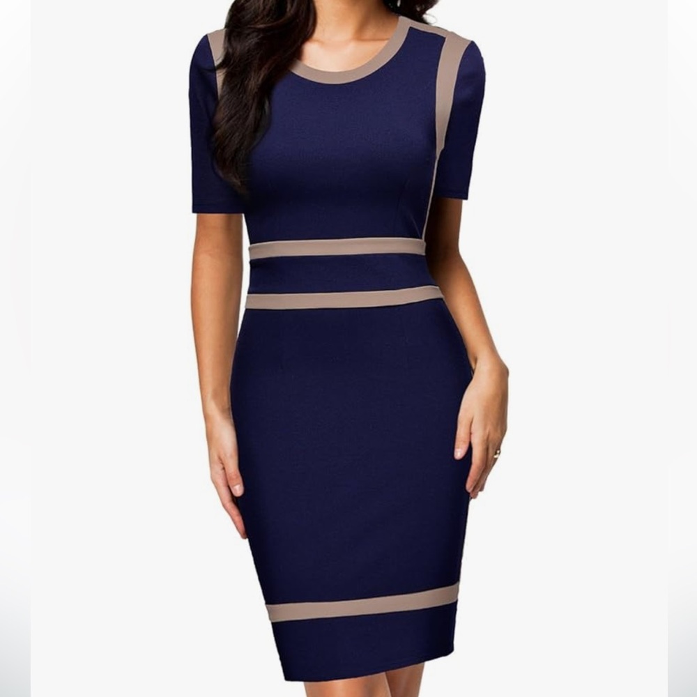 Miusol Women's Busines Work Bodycon Pencil Dress navy size small - Picture 3 of 8